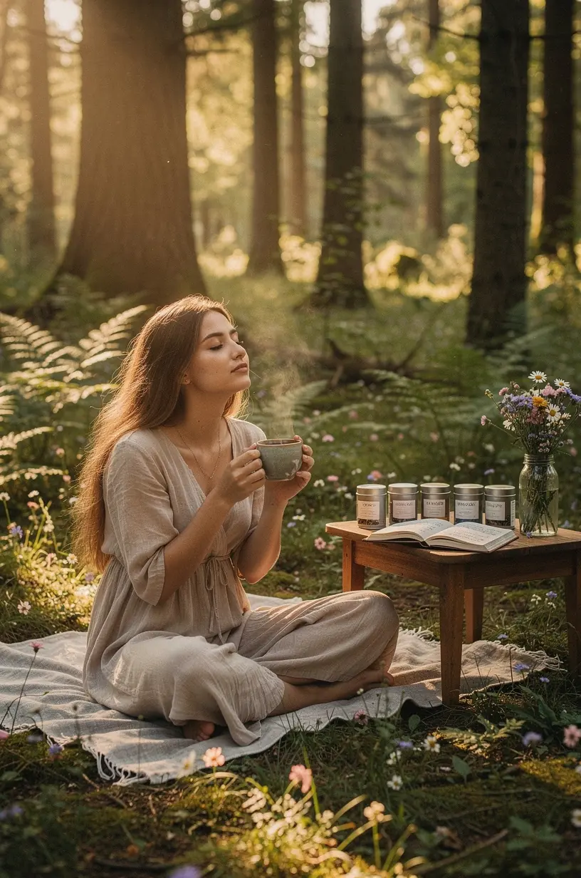 Jauki poilsio zona su minkšta sofa, arbatos rinkiniu ir natūralios šviesos srautu.